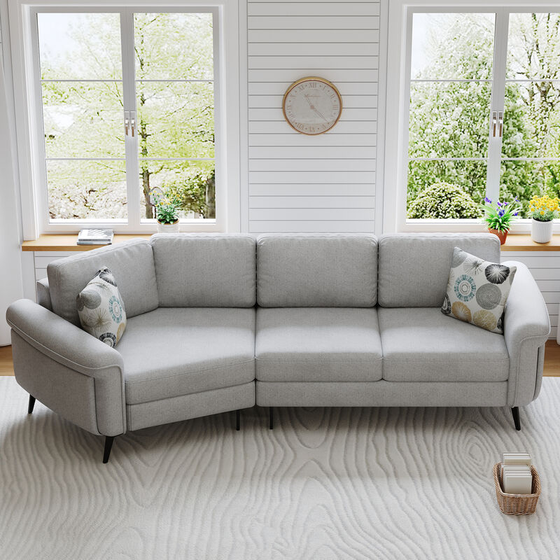 Merax Upholstered 3-seater Sofa Curved Sofa Couch