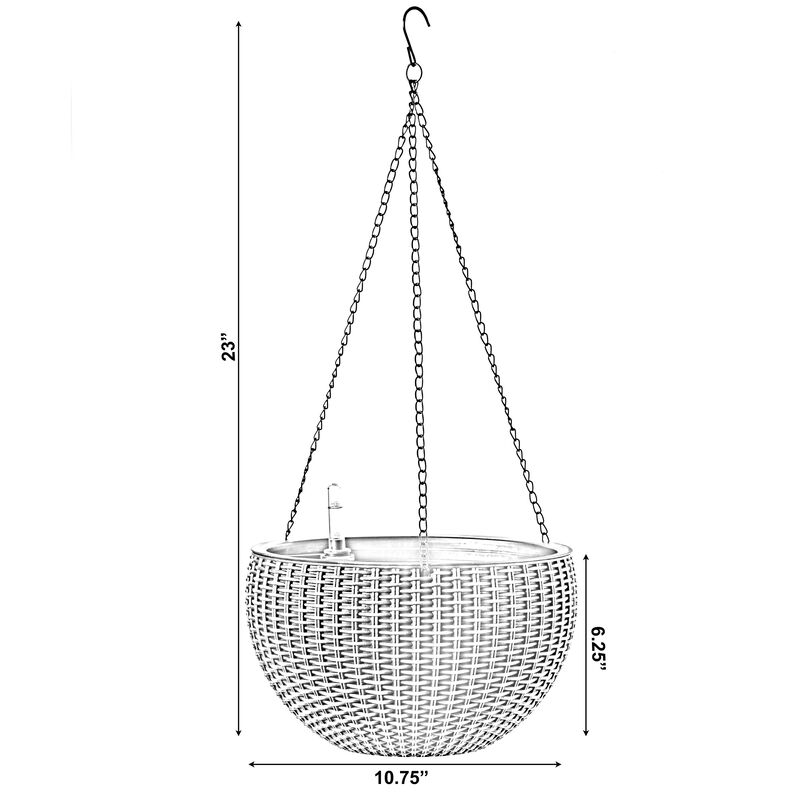 10" Self Watering Bronze Hanging Basket Flower Planter