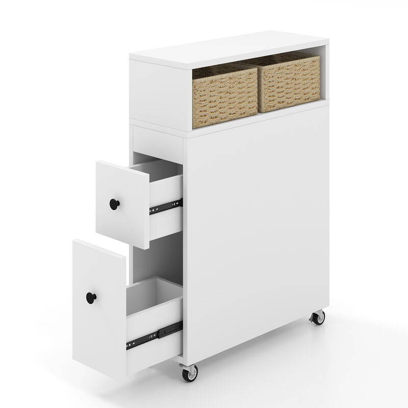 Slim Bathroom Storage Cabinet with 2 Slide Out Drawers