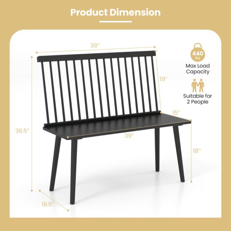 Hivvago Bench for 2 with Spindle Back for Kitchen Dining Room Hallway