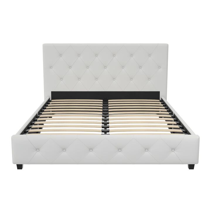 Atwater Living Dana Upholstered Bed, Full, White Faux Leather
