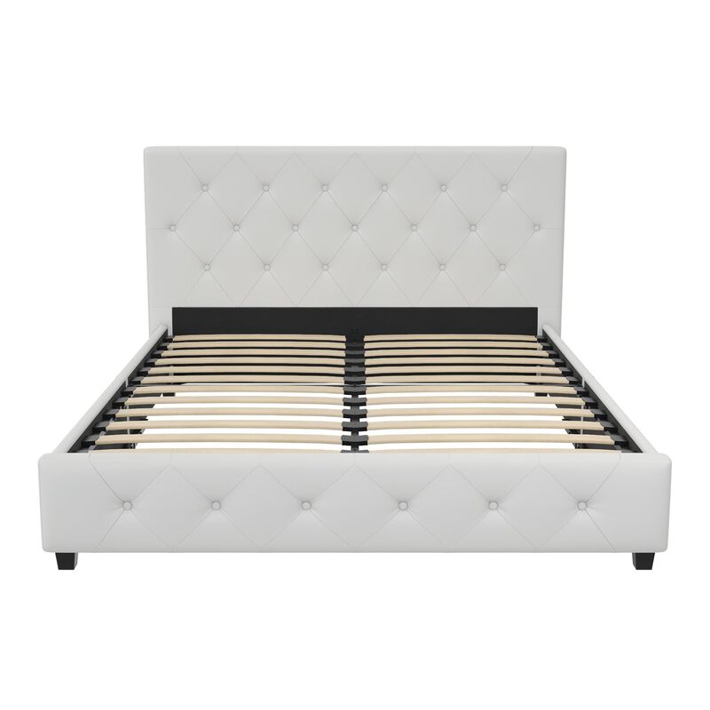 Atwater Living Dana Upholstered Bed, Full, White Faux Leather