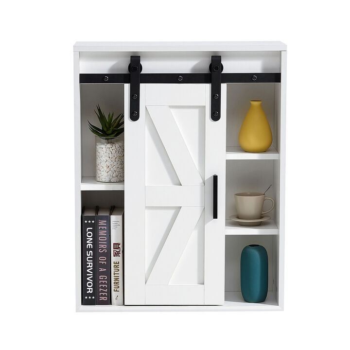 Wooden Wall-Mounted Storage Cabinet - Adjustable Door