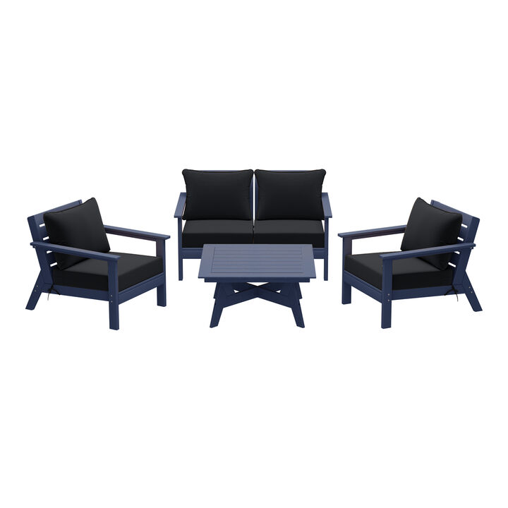 WestinTrends Outdoor 5-Piece Modular Sectional Patio Furniture Sofa Set