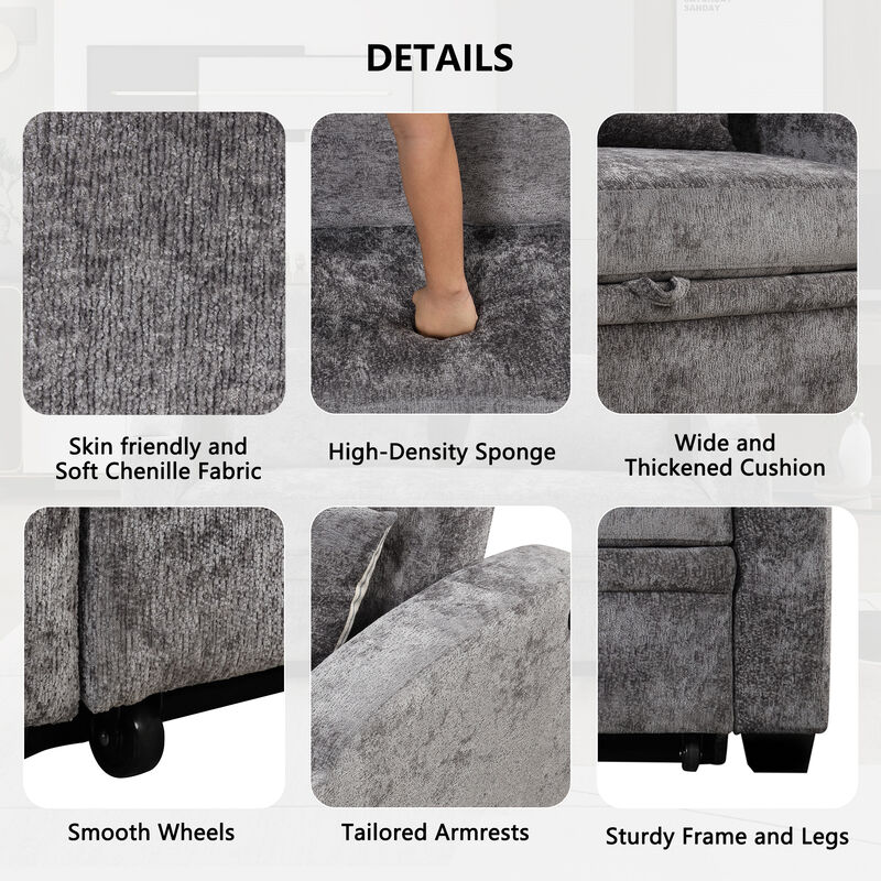 Merax Modern Chenille Convertible Loveseat Sofa