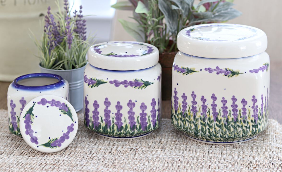 Blue Rose Polish Pottery Large Canister