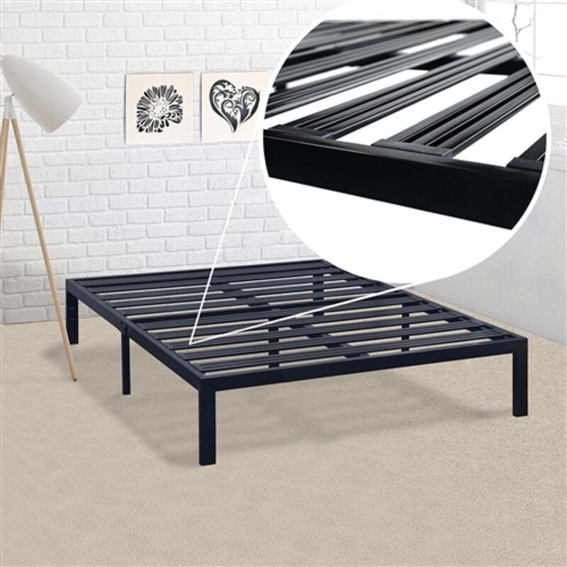Hivvago Twin XL Metal Platform Bed Frame with Heavy Duty Steel Slats