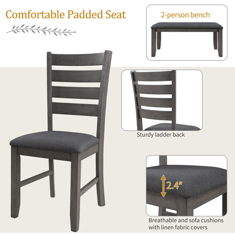 Merax Dining Room Table and Chairs with Bench, Set of 6