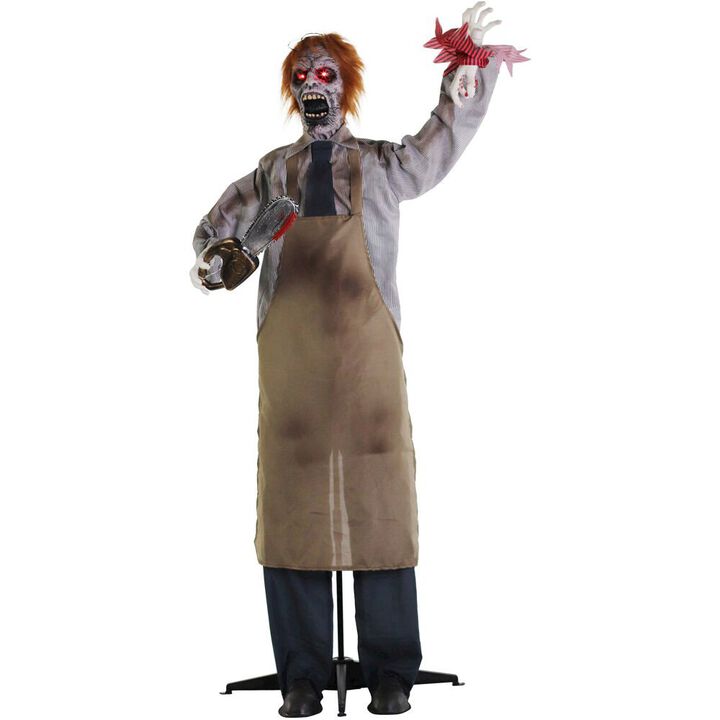 Haunted Hill Farm Lifesize Animated Zombie Carver w/Chainsaw