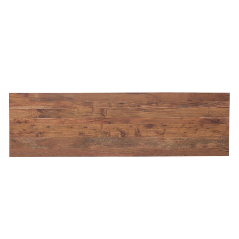 Modern Acacia Wood Dresser or Display Unit With Metal Base, Walnut Brown and Black