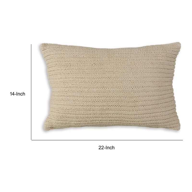 Lumbar Throw Pillow Set of 4, 14 x 22, Polyfill Textured Light Brown Cotton -
