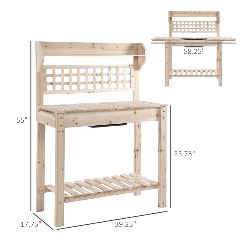 Natural Garden Helper: Wooden Potting Bench with Storage