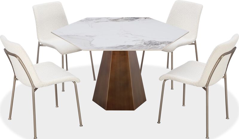 Balos Stone Top Hexagonal Dining Table