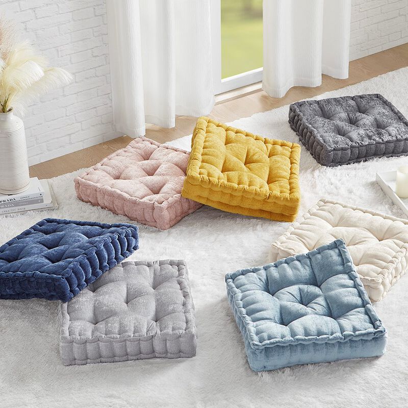 Gracie Mills Elara Textured Poly Chenille Square Floor Pillow Cushion