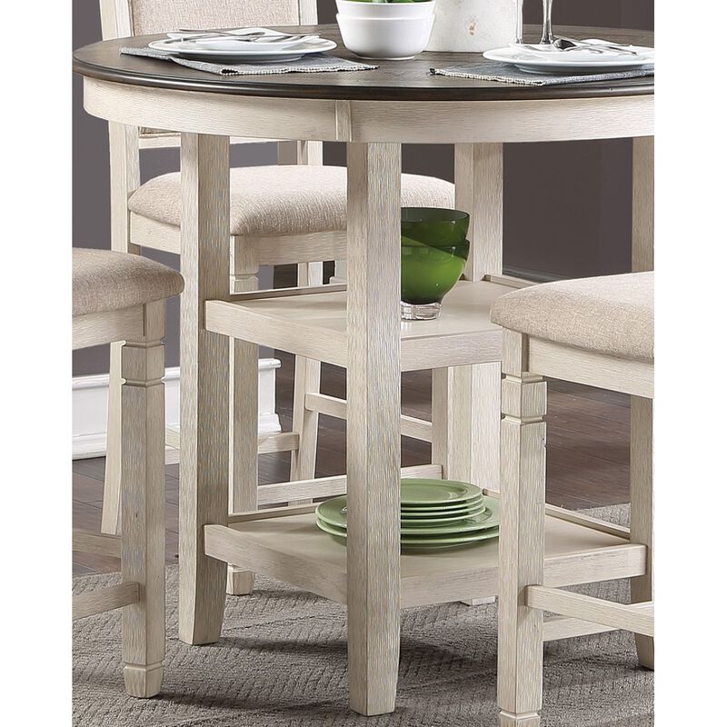 1 Piece Counter Height Table With 2X Display Shelves Transitional Style Furniture