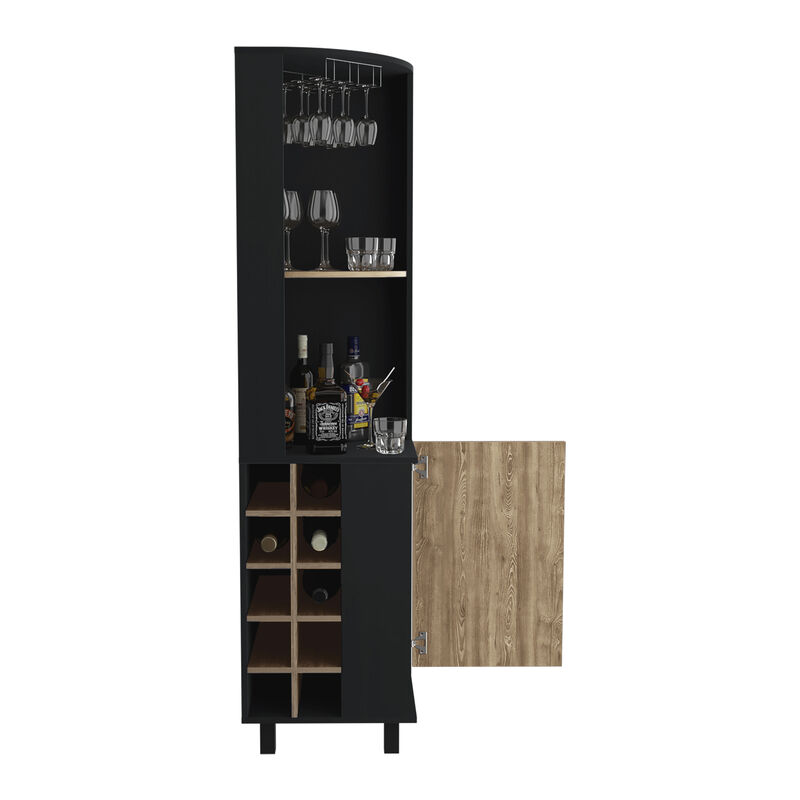 Corner Bar Cabinet Cleveland, Living Room, Black / Pine