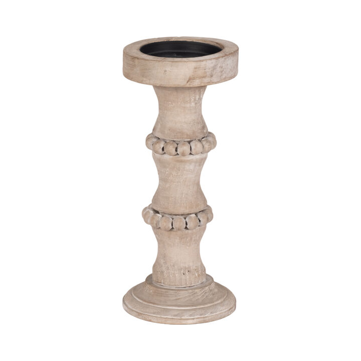 Wooden 11" Antique Style Candle Holder