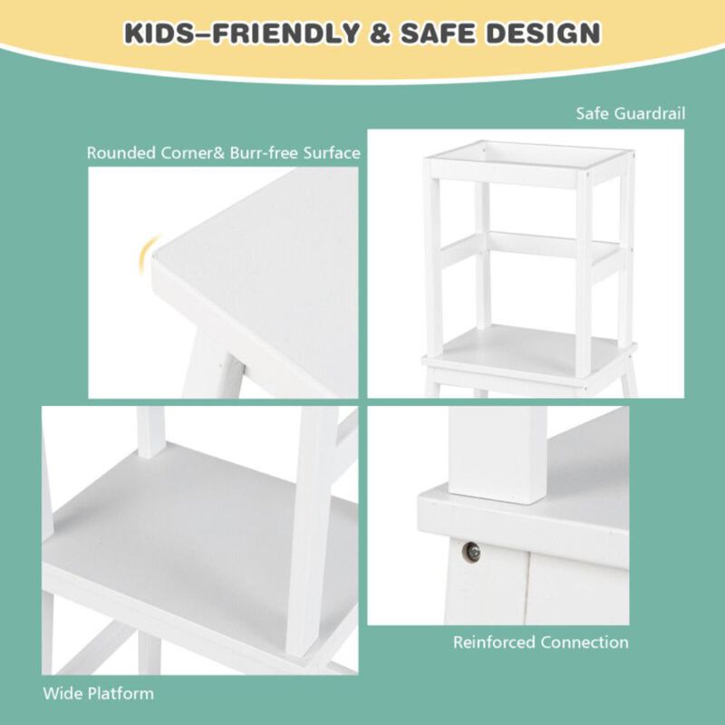 Hivvago 2-in-1 Multifunctional Toddler Step Stool with Safety Rail