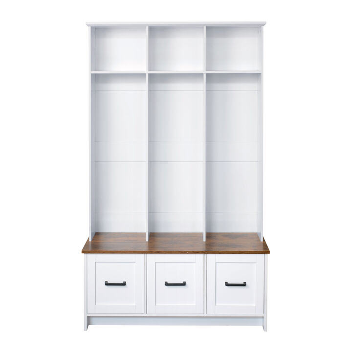 Merax Modern Hall Tree Entryway Storage Bench