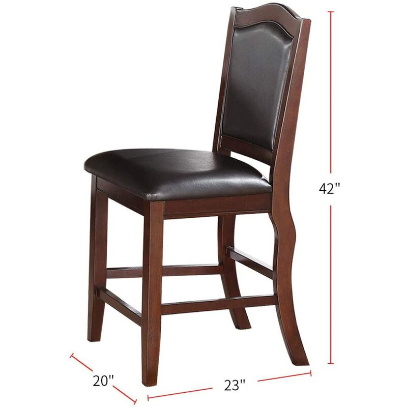 Set of 2 Counter Height Chairs in Dark Brown Wood Finish
