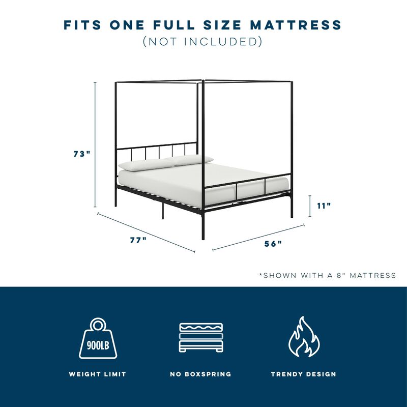 Marion Canopy Bed, King, Black