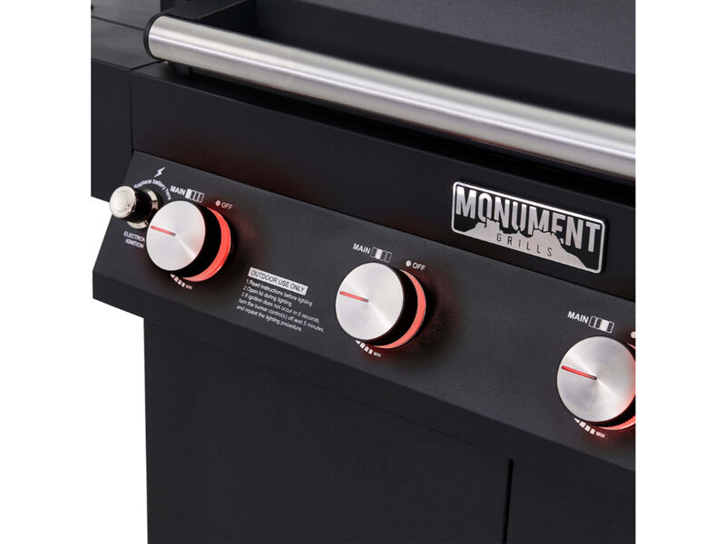 Monument Grills Denali Series | 4 Burner Smart Black Powder-Coated Propane Gas Grill