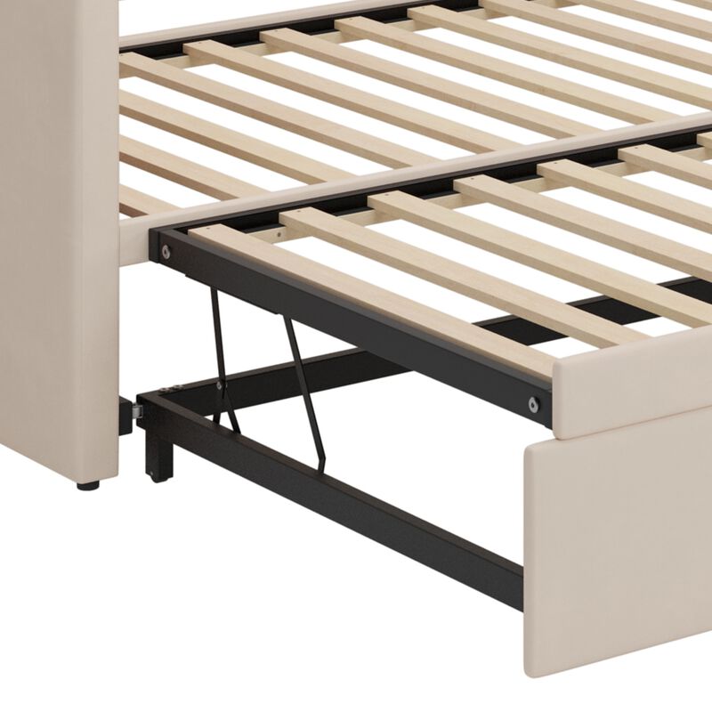 Merax Velvet Daybed with Extended Pop Up Trundle
