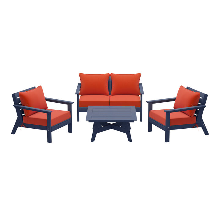 WestinTrends Outdoor 5-Piece Modular Sectional Patio Furniture Sofa Set