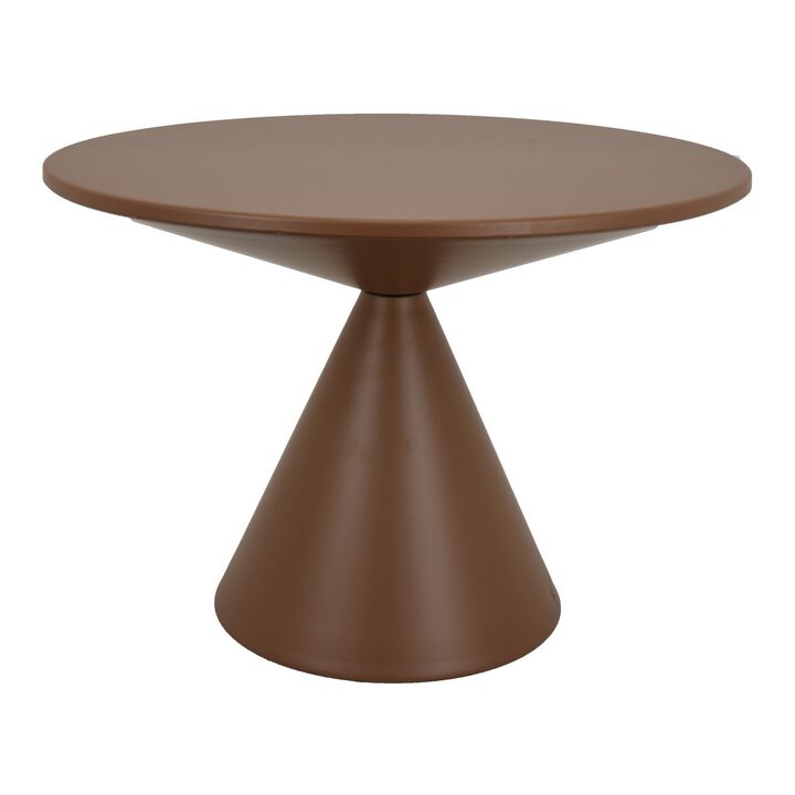 Jammy Plant Stand Table, Round 24 Inch Top, Brown Metal Cone Base - Benzara