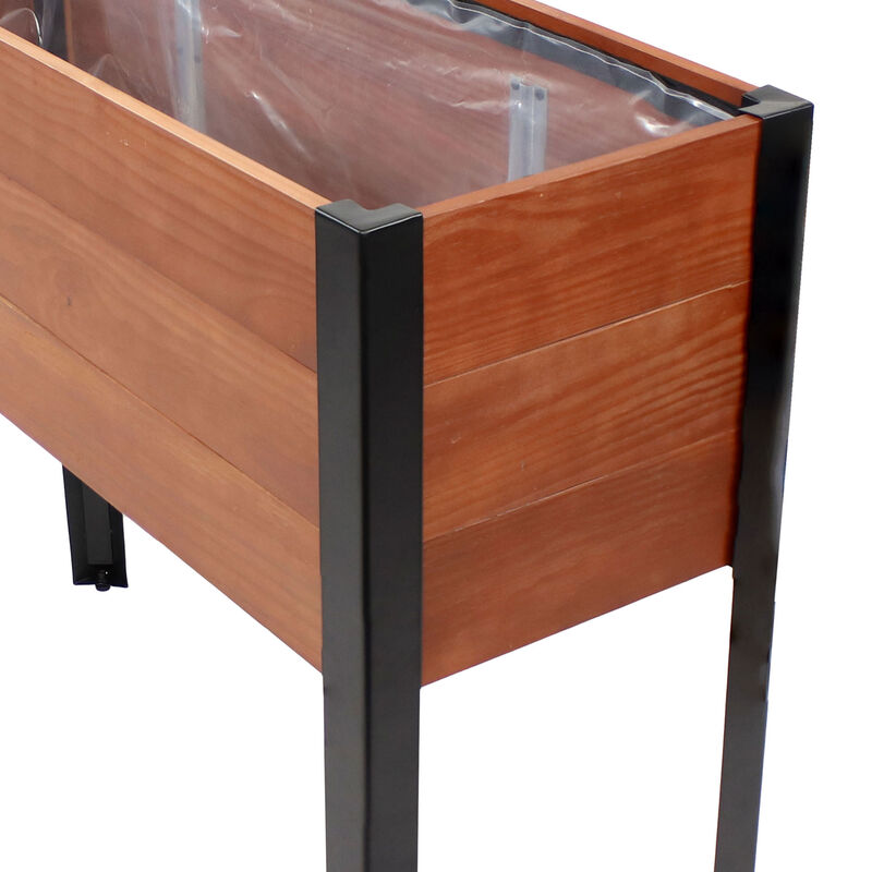 Acacia Wood Raised Garden Bed with Removable Planter Bag
