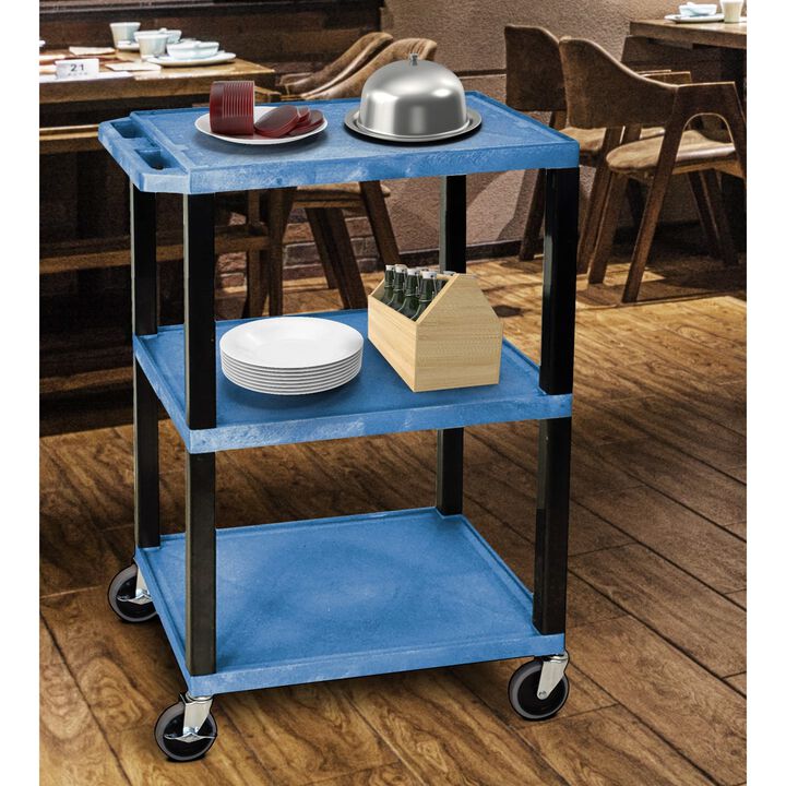 H. Wilson Blue 3 Shelf Specialty Utility Cart