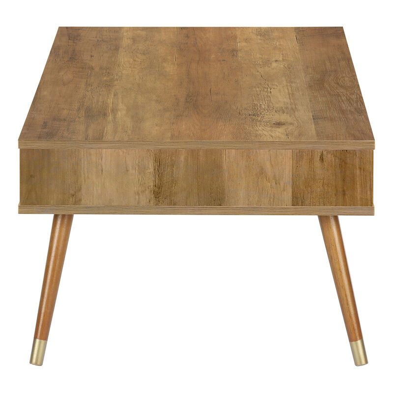 Monarch Specialties I 2836 Coffee Table, Accent, Cocktail, Rectangular, Storage, Living Room, 44"L, Wood, Laminate, Walnut, Mid Century