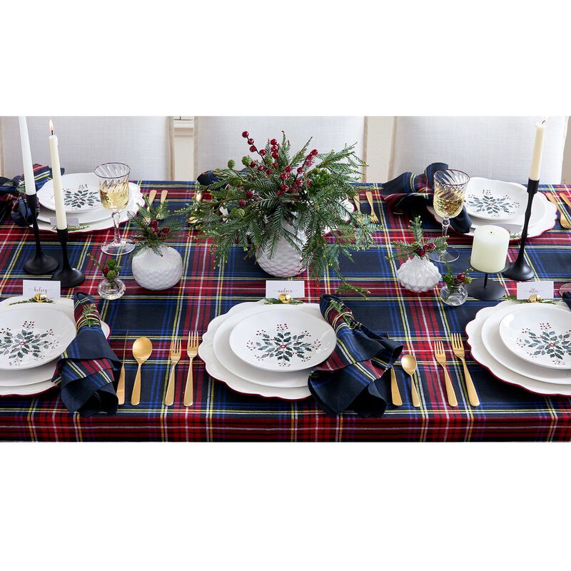 Solino Home 100% Pure Linen Tablecloth | Stewart Plaid for Spring and Easter