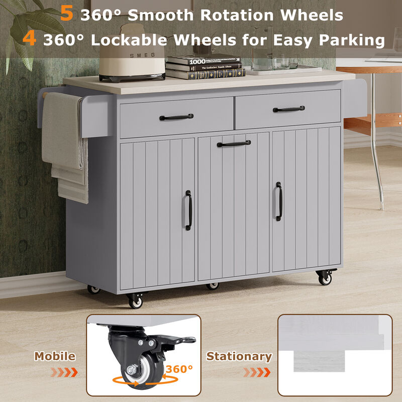 Merax Rolling Kitchen Island on Wheels with Adjustable Shelf