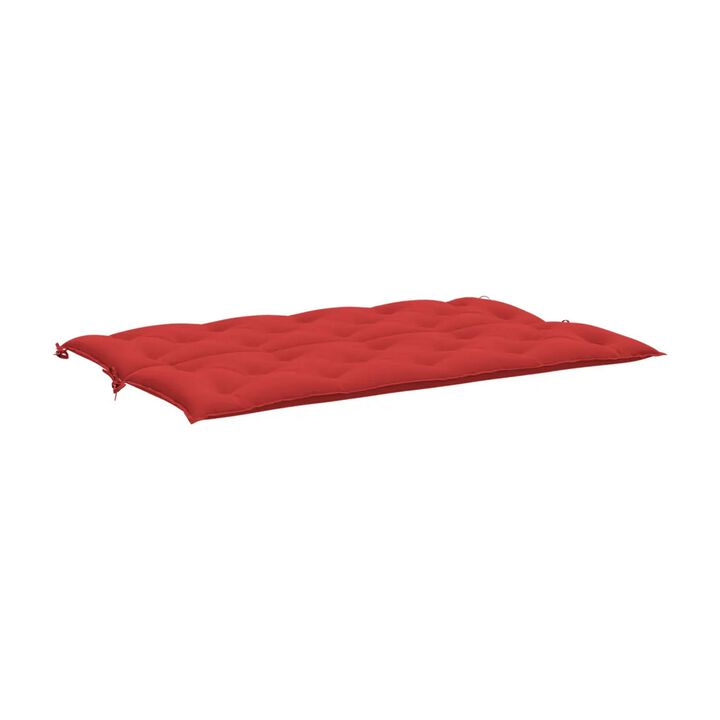 Claire Outdoor Cushion for Bench, Button Tufted Red Fabric, 59 Inch - Benzara
