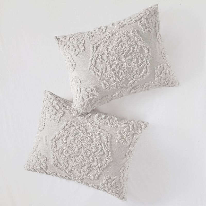 Gracie Mills Ray 3-Piece Boho Chic Tufted Cotton Chenille Medallion Duvet Set