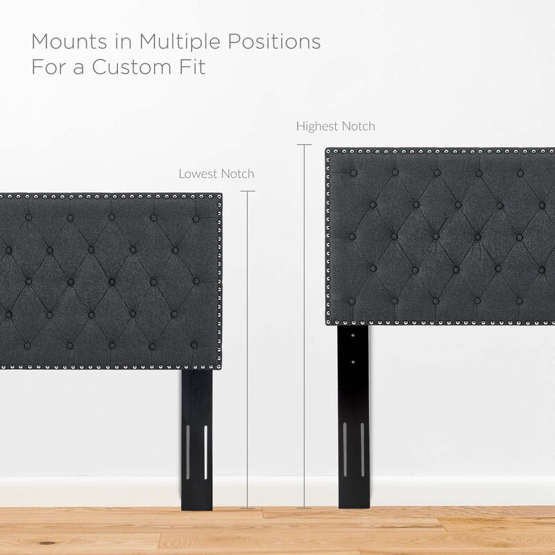 Modway - Helena Tufted Full / Queen Upholstered Linen Fabric Headboard Gray