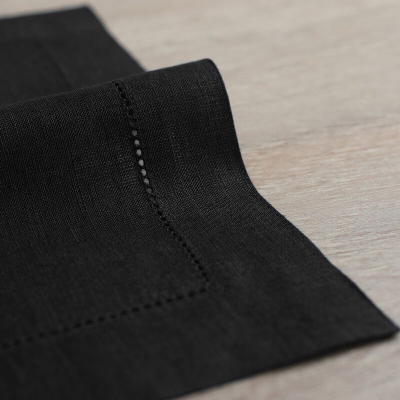 Solino Home 100% Pure Linen Dinner Napkins 20 x 20 Inch Set of 6 | Classic Hemstitch