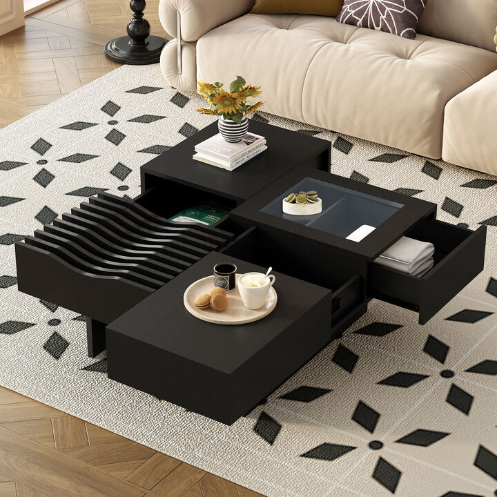 Merax Mid Century Modern Coffee Table with 3 Drawers