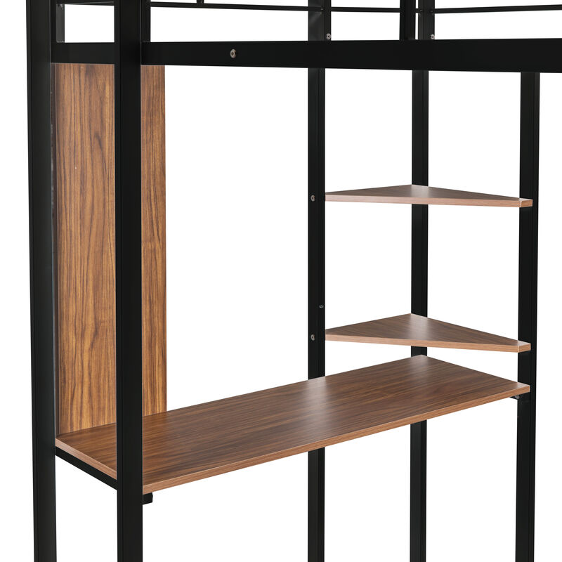 Merax Loft Bed Frame with 2 Built-in Ladders