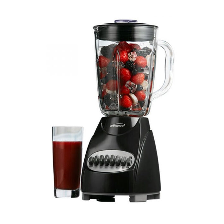 Brentwood 12 Speed Blender with Glass Jar in Black