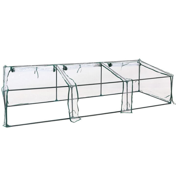 Sunnydaze Iron PVC Cover Mini Slant Cloche Greenhouse with Zipper - Clear