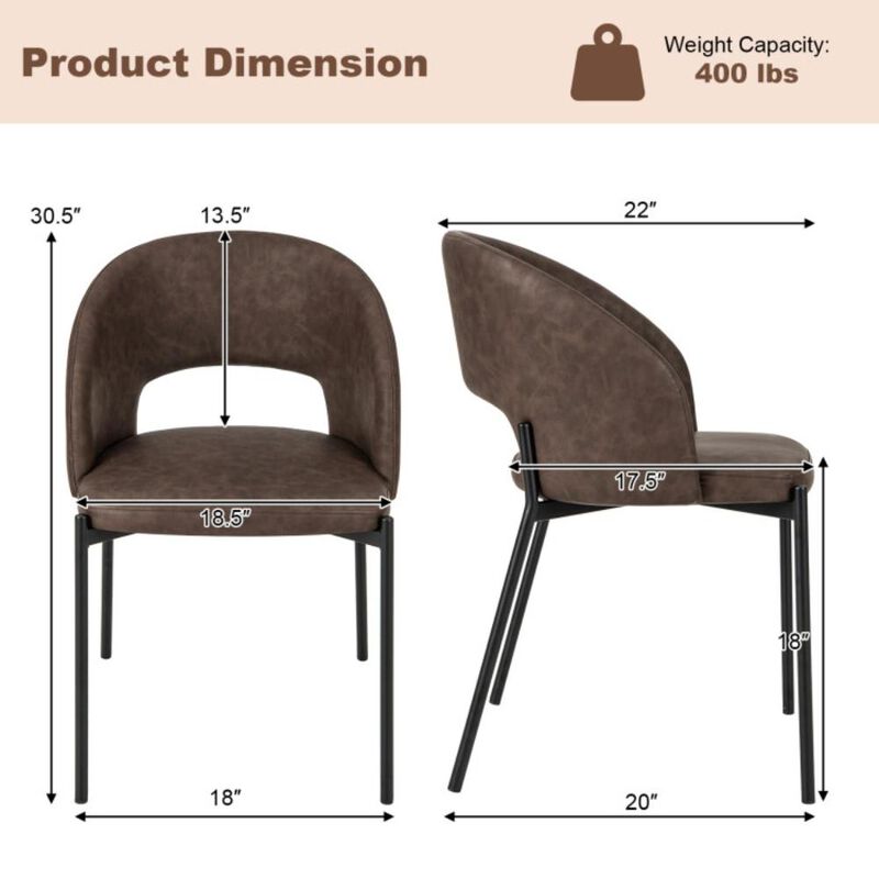 Hivvago Dining Chair Set of 2 with High-density Sponge Cushion and PU Leather