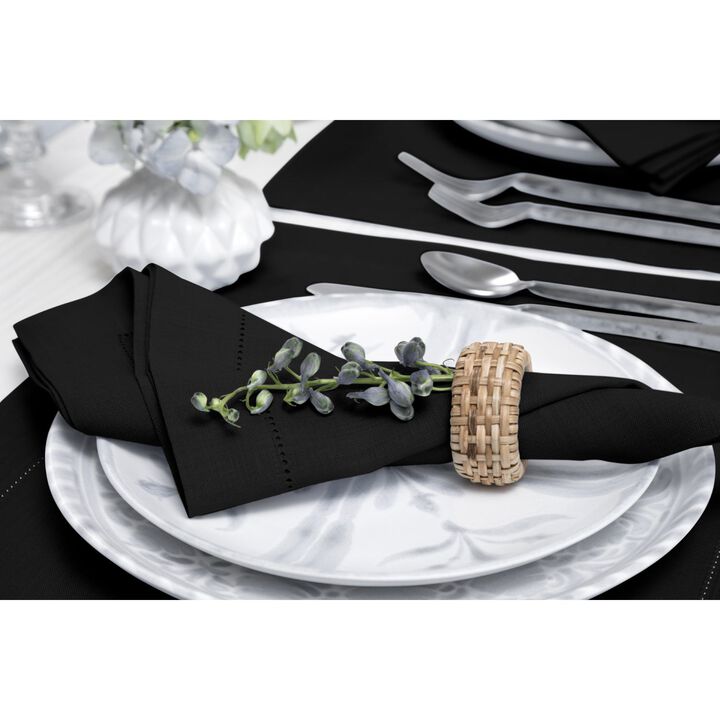 Solino Home 100% Pure Linen Dinner Napkins 20 x 20 Inch Set of 6 | Classic Hemstitch