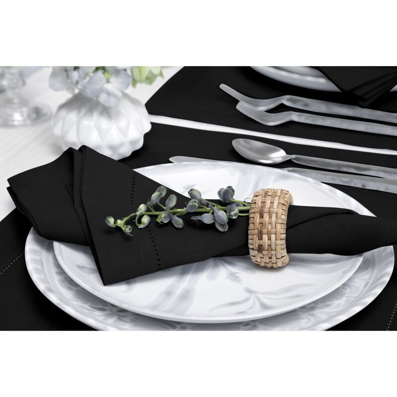 Solino Home 100% Pure Linen Dinner Napkins 20 x 20 Inch Set of 6 | Classic Hemstitch