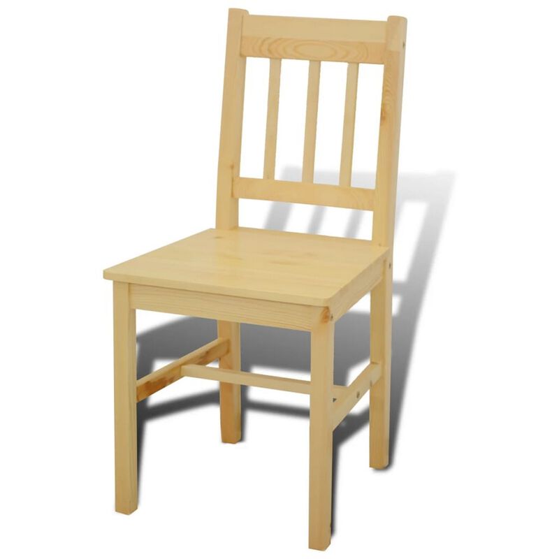 5 Piece Dining Table Set with 4 Side Chairs, Natural Brown Pine Wood - Benzara