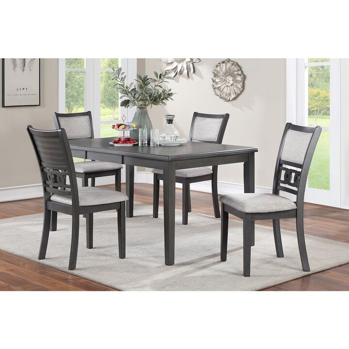New Classic Furniture Gia 5-Piece 60 Wood Rectangle Dining Set with 4 Chairs in Gray