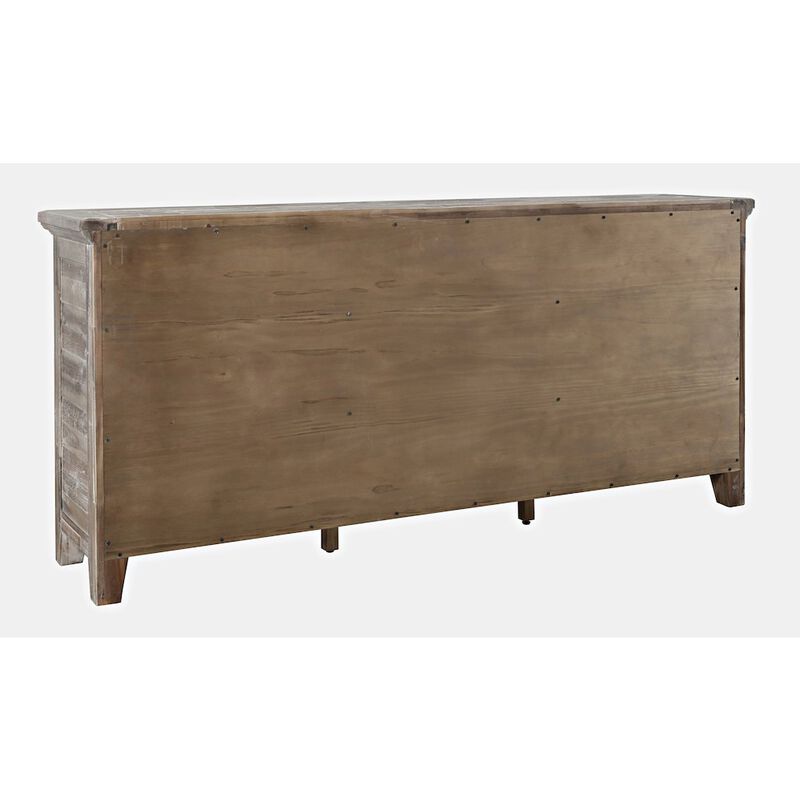 Jofran Rustic Shores 70 Coastal Distressed Acacia Six-Door Sideboard Cabinet