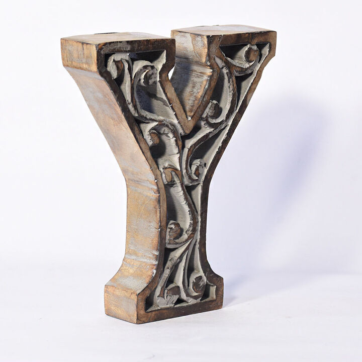 Vintage Gray Handmade Eco-Friendly "Y" Alphabet Letter Block For Wall Mount & Table Top D�cor