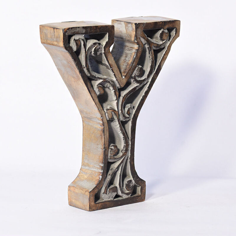 Vintage Gray Handmade Eco-Friendly "Y" Alphabet Letter Block For Wall Mount & Table Top D�cor